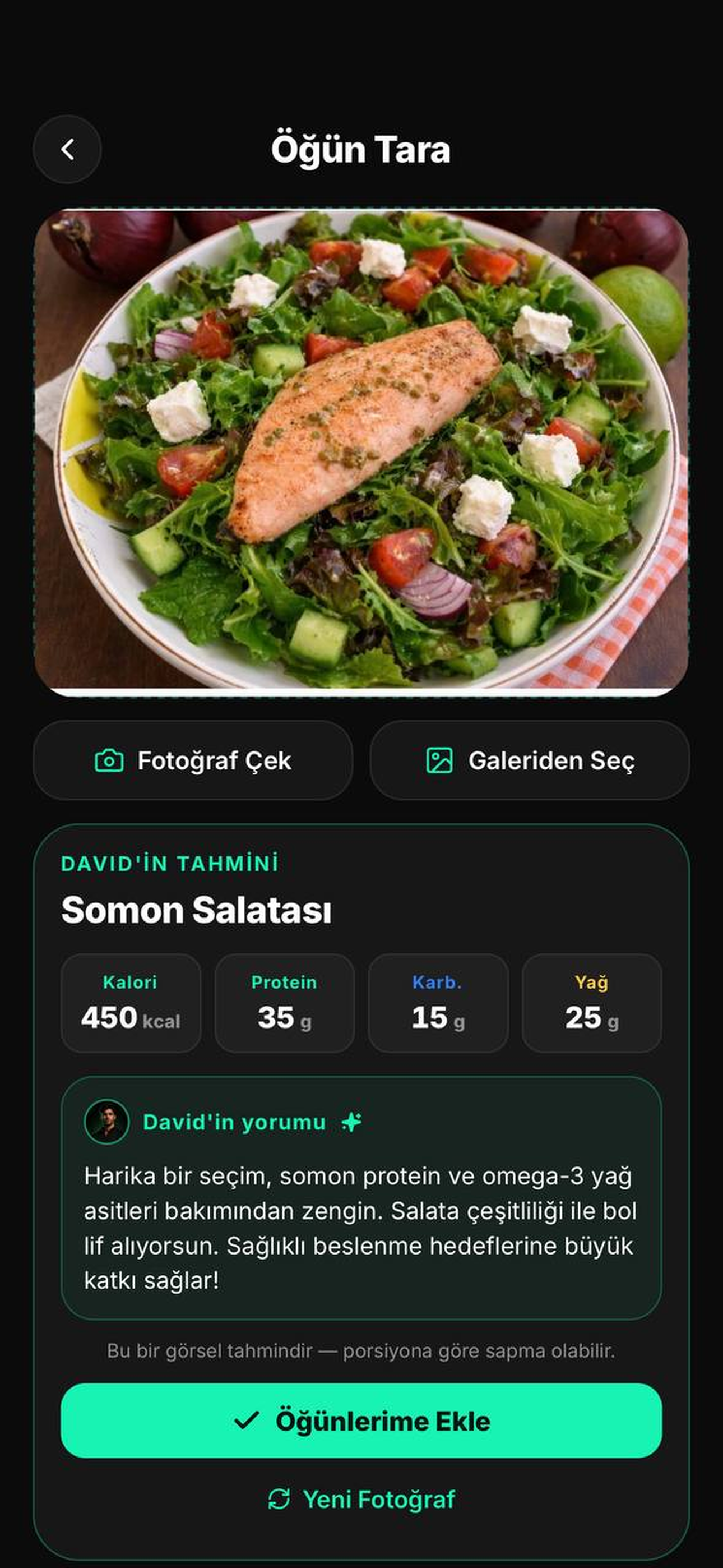 JoVVo — Fotoğrafla öğün analizi